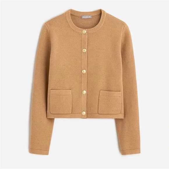 J. Crew Emilie Sweater Lady Jacket Heather Acorn Size Large Office Neutral Work - Picture 1 of 12